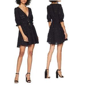 NEW FOR LOVE & LEMONS BLACK EYELET SWING DRESS SIZE S